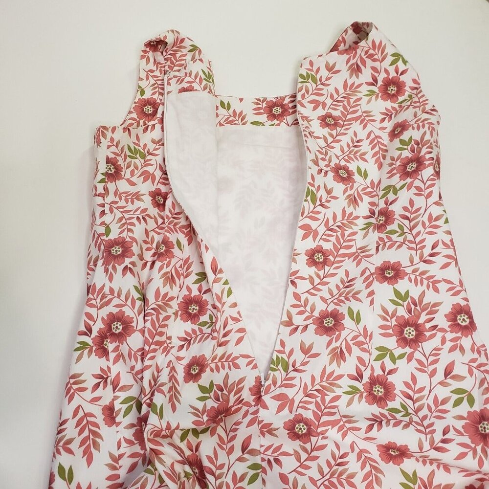 Charter Club Sheath Dress Women's Size 10 Cotton Pink Poppy Floral Zipper VTG - Picture 12 of 16